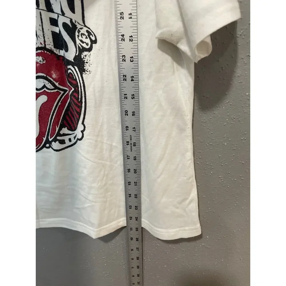 Misslook Size Small White Short Sleeves Rolling Stones Lightweight Tongue Logo - Picture 4 of 9